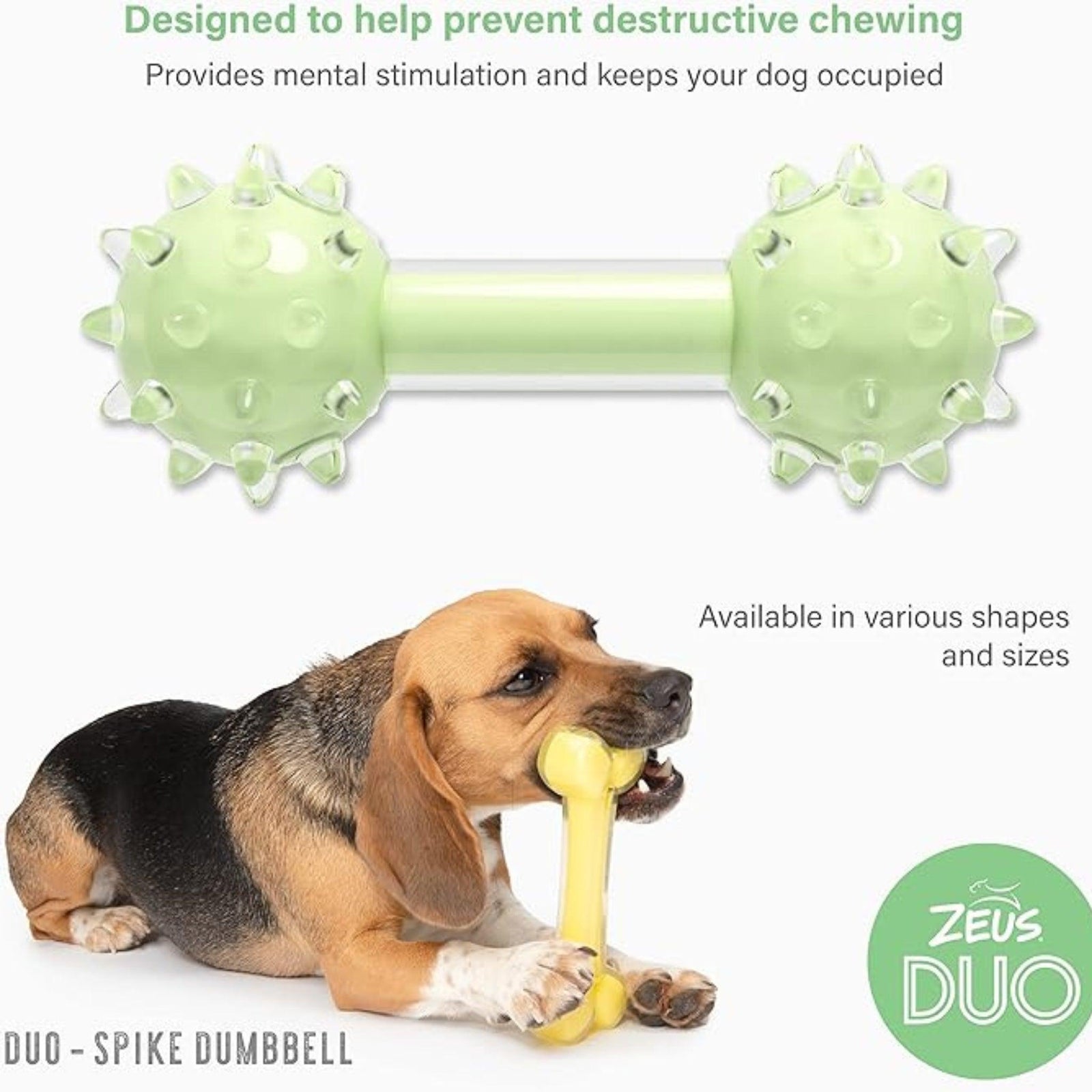 Zeus DUO Spike Dumbbell Dog Toy- Green Mint 18cm product image 4 - Rufftail Pune