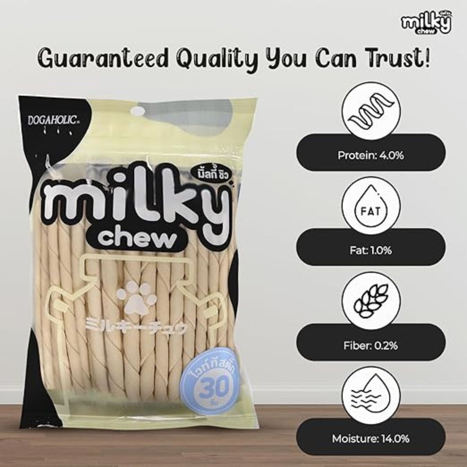 Dogaholic Milky Chew Stick Style Vegan Dog Treat- 30 pcs product image 4 - Rufftail Pune