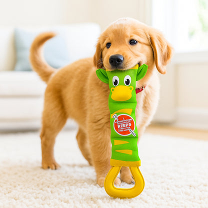 Outward Hound Fire Biterz Zebra Green, Large With Squeak Plush Interactive Toy For Dog