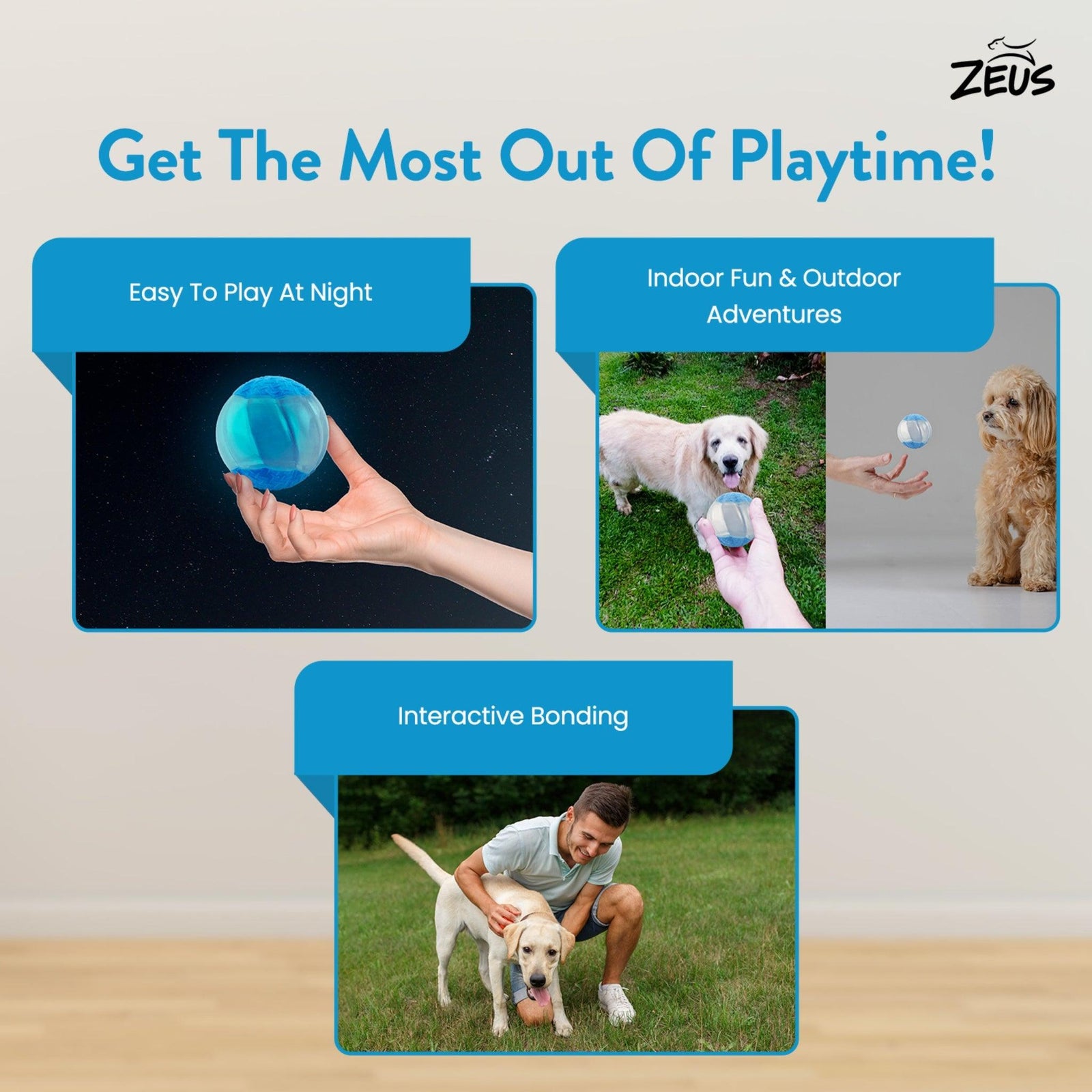 Zeus DUO Ball with Squeaker & Glow for Dogs 2 pk - Rufftail