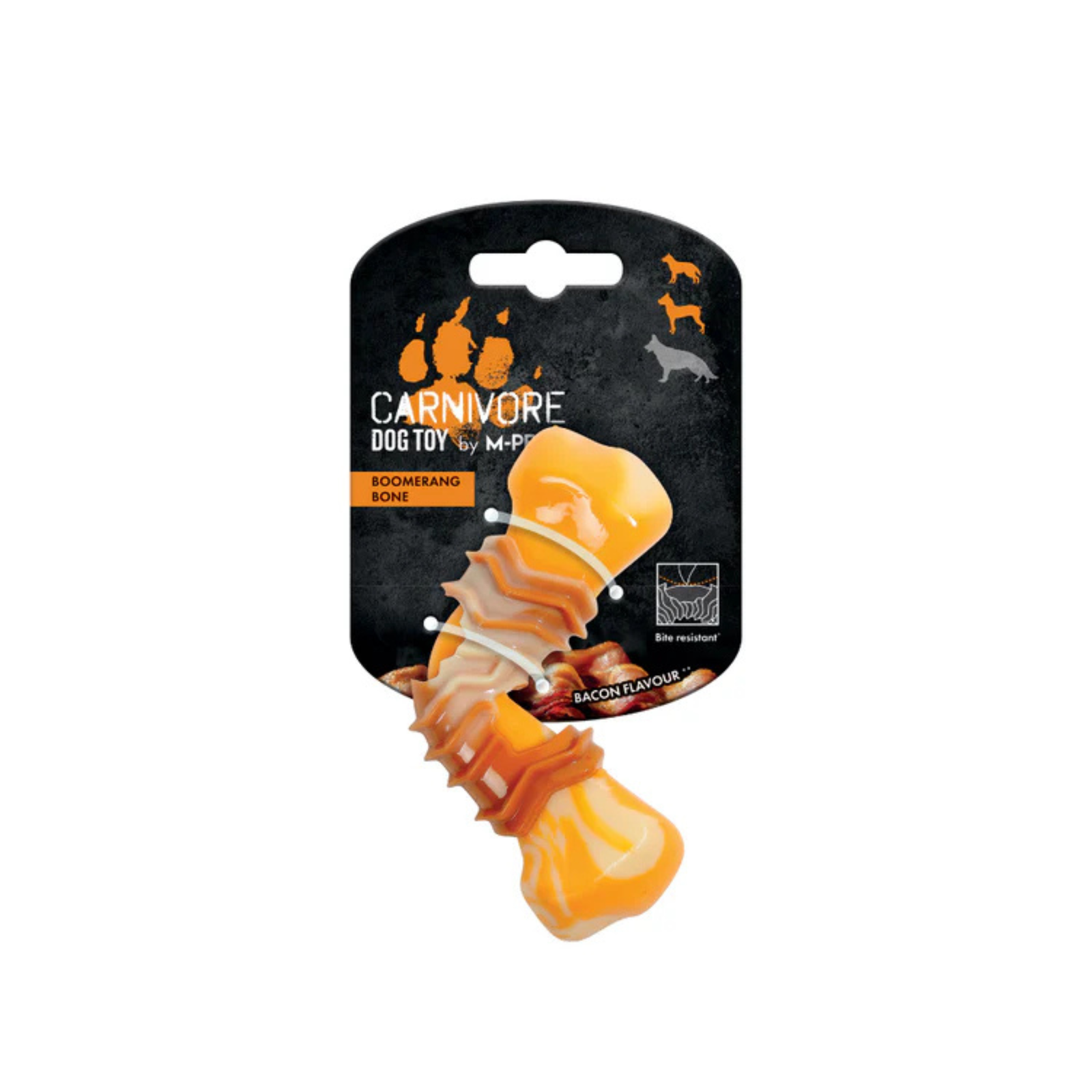 M-Pets CARNIVORE Dog Toy Boomerang Bone- Bacon scent product image 2 - Rufftail Pune