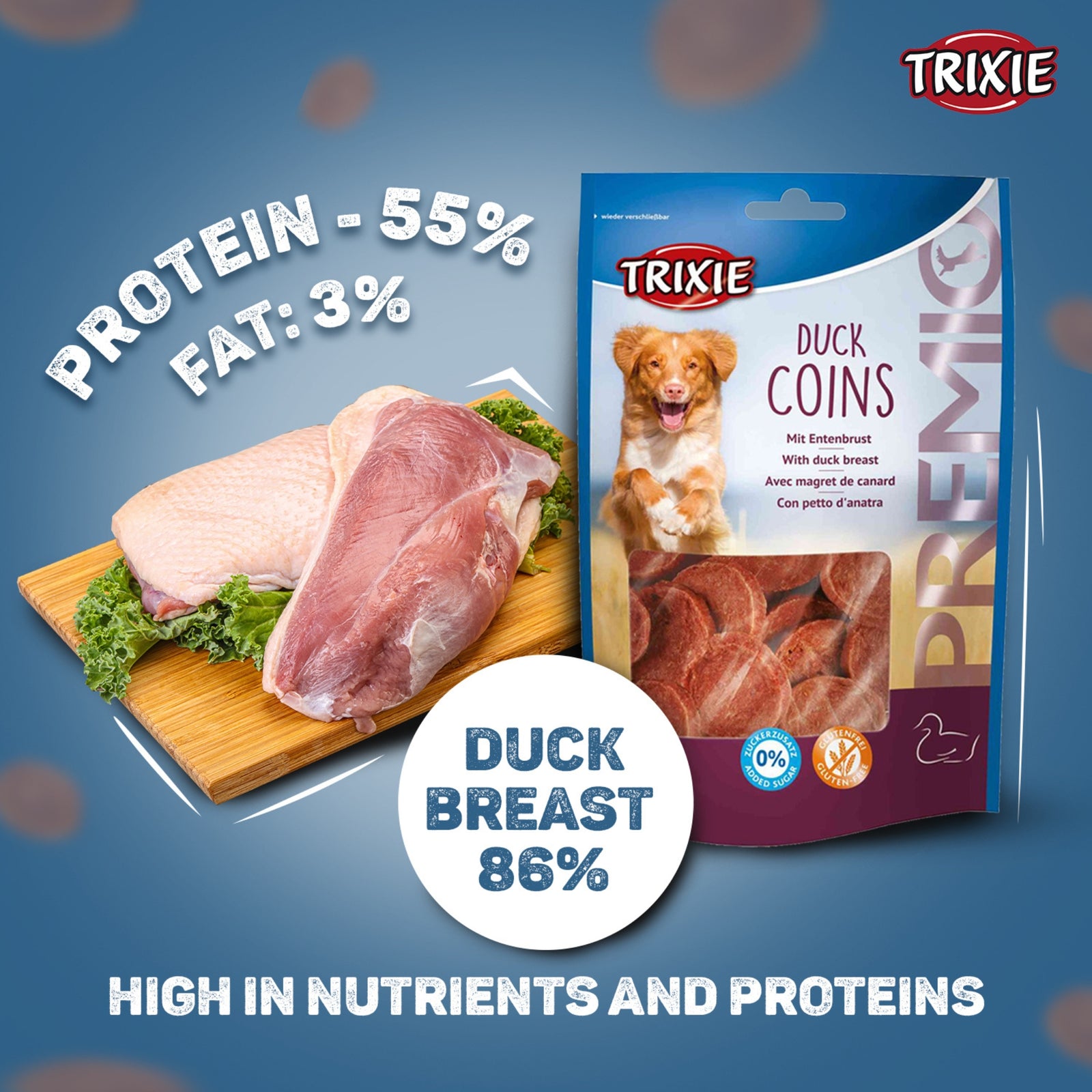 Trixie Dog Treats PREMIO Duck Coins 80g - Rufftail