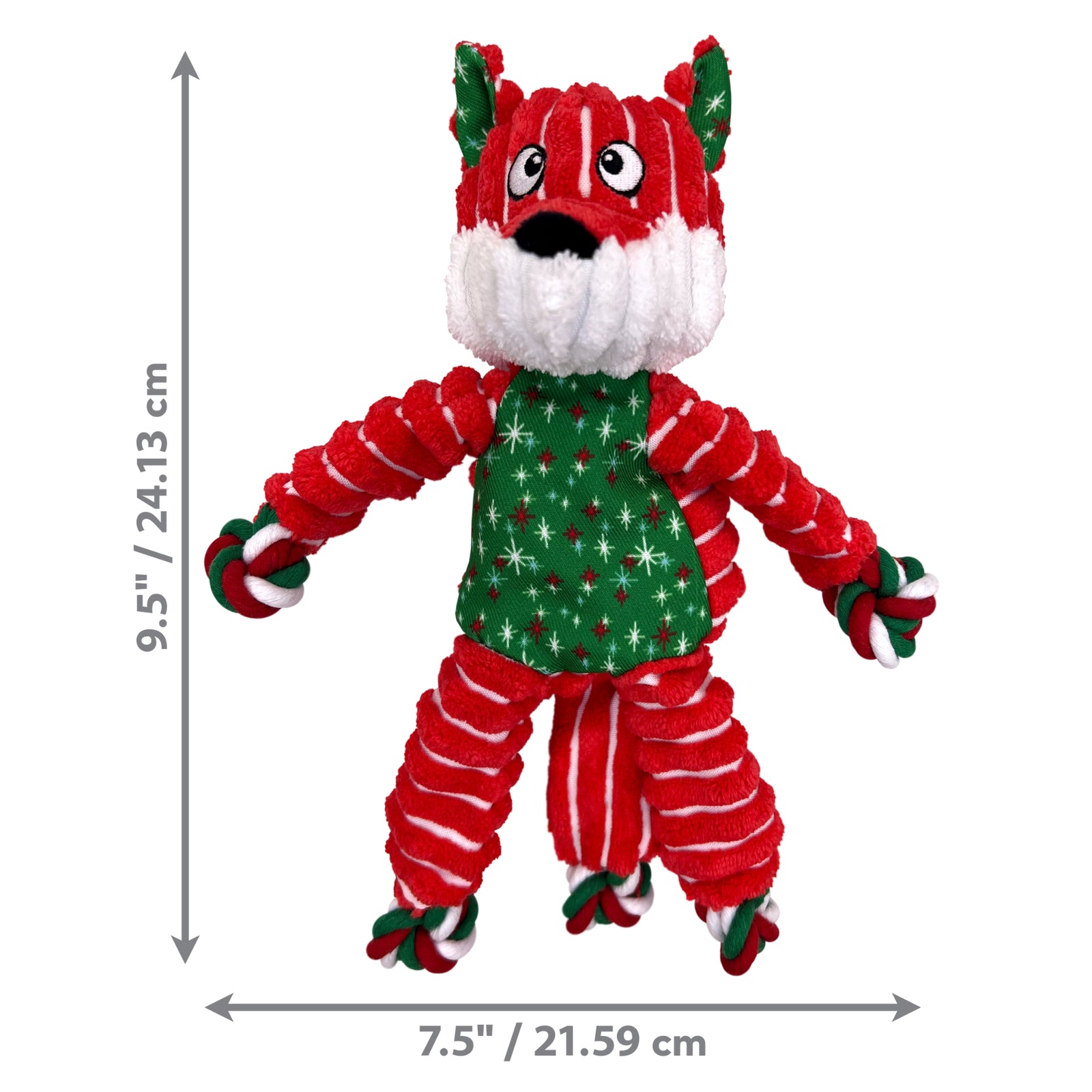 KONG Dog Toys Holiday Floppy Knots Fox - Fun & Durable Play - Rufftail