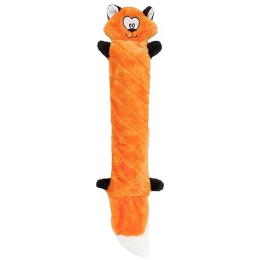ZippyPaws Jigglerz Squeaky Plush No Stuffing Dog Toy - Fox