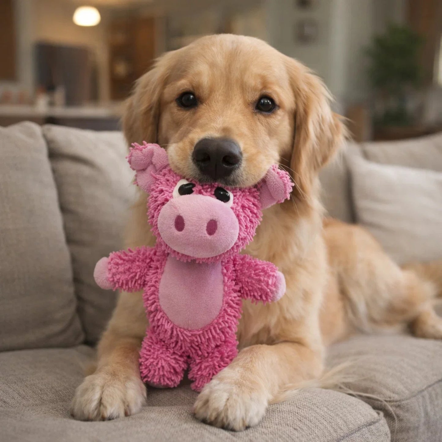 FOFOS Tough Dog Toy Pig Pink - Soft & Squeaky Moderate Chewer Dog Toy