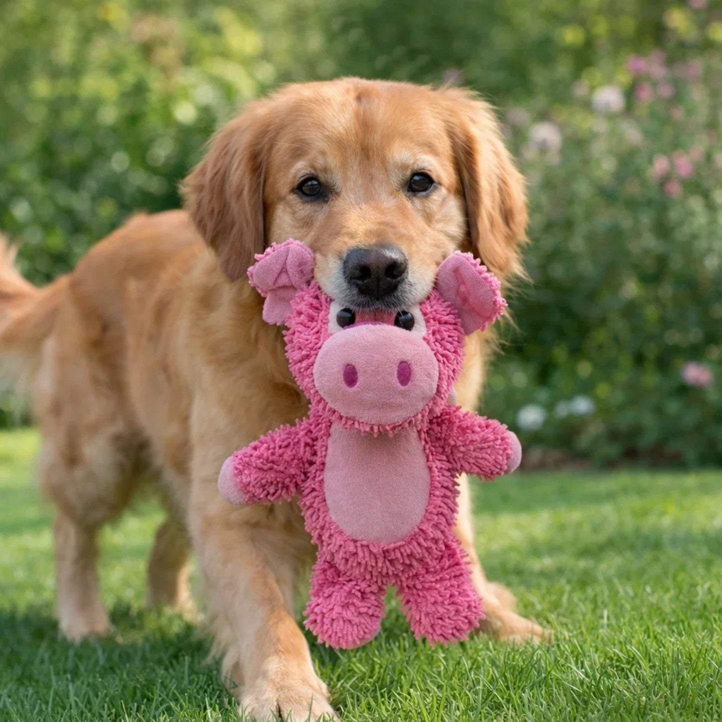 FOFOS Tough Dog Toy Pig Pink - Soft & Squeaky Moderate Chewer Dog Toy