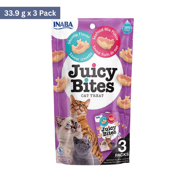 Inaba Juicy Bites Shrimp & Seafood Mix Flavor Cat Treat (33.9 g) - Rufftail Pune