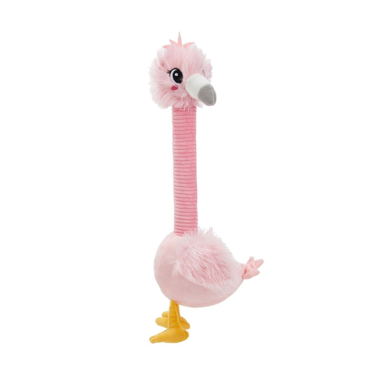 FOFOS Long Neck Crinkle Flamingo Dog Toy - Soft & Squeaky