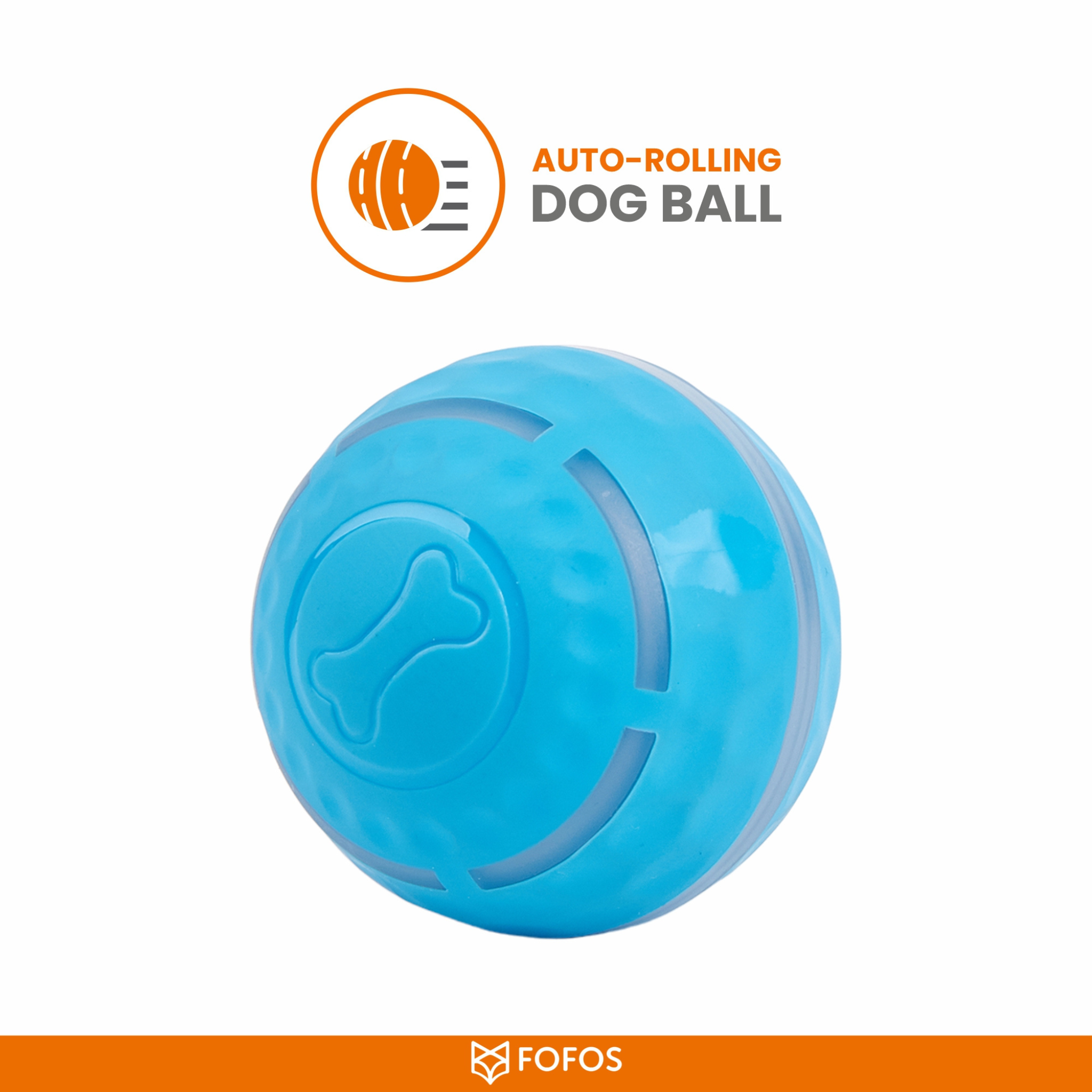 BarkButler x FOFOS Active Rolling Ball Dog Toy - Blue, with LED Lights
