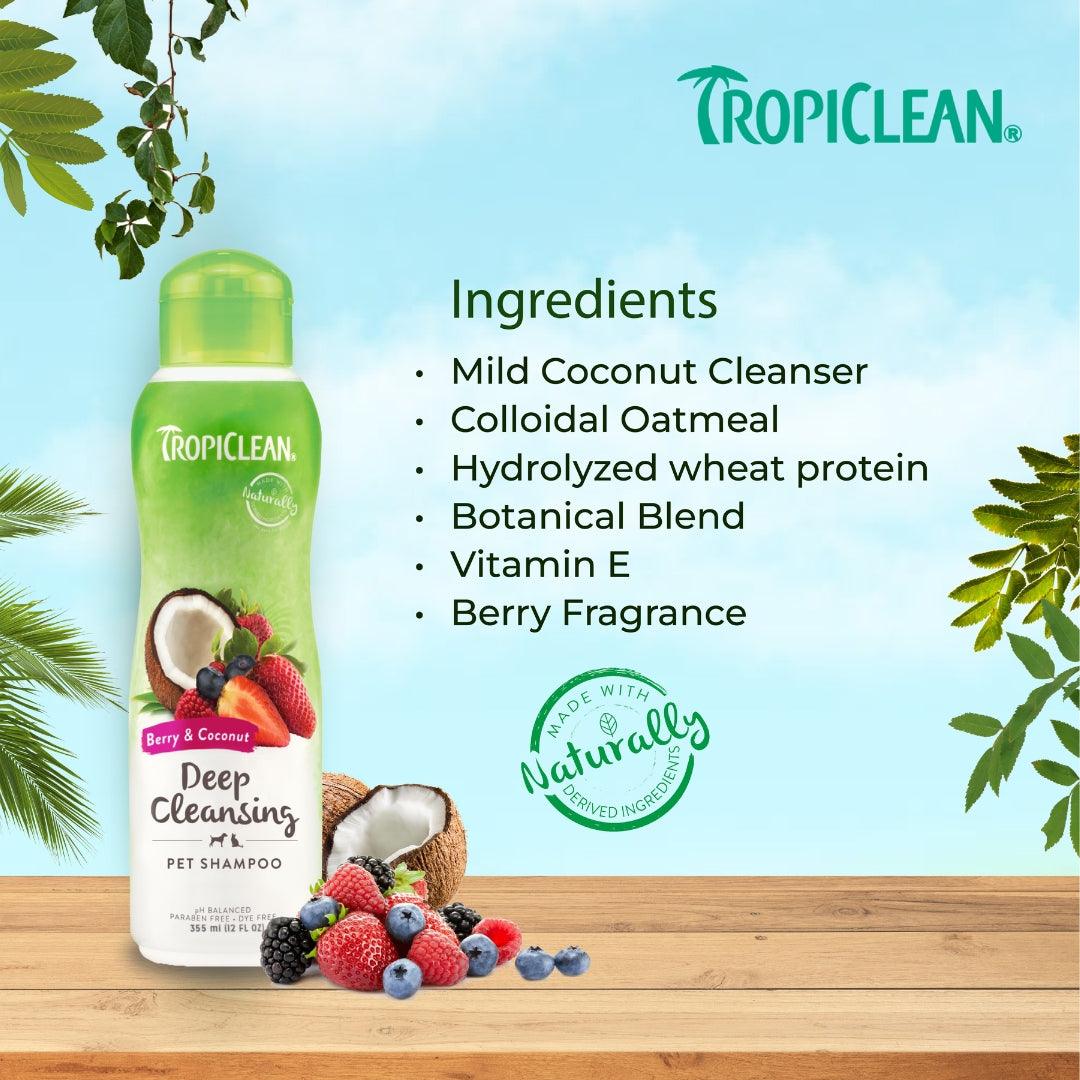 Tropiclean Berry and Coconut Deep Cleansing Shampoo for Pets - 355 ml - Rufftail