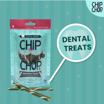 Chip Chops Dental Treats Vegetable Twists Real Chicken and Parsley 100g - Rufftail