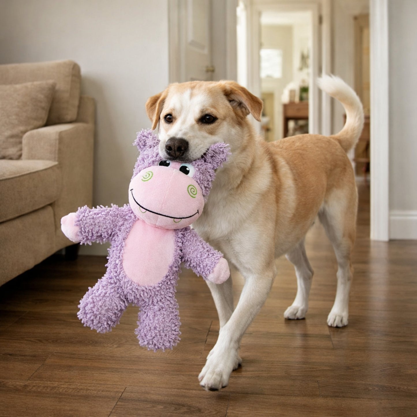 FOFOS Tough Dog Toy Hippo Squeaker Moderate Chewer Dog Toy