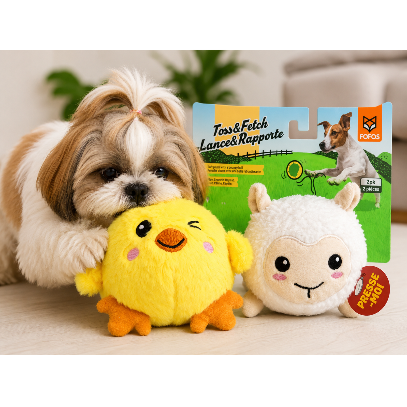 FOFOS Sprike Ball Animal 2PK Chick & Lamb Pet Toy