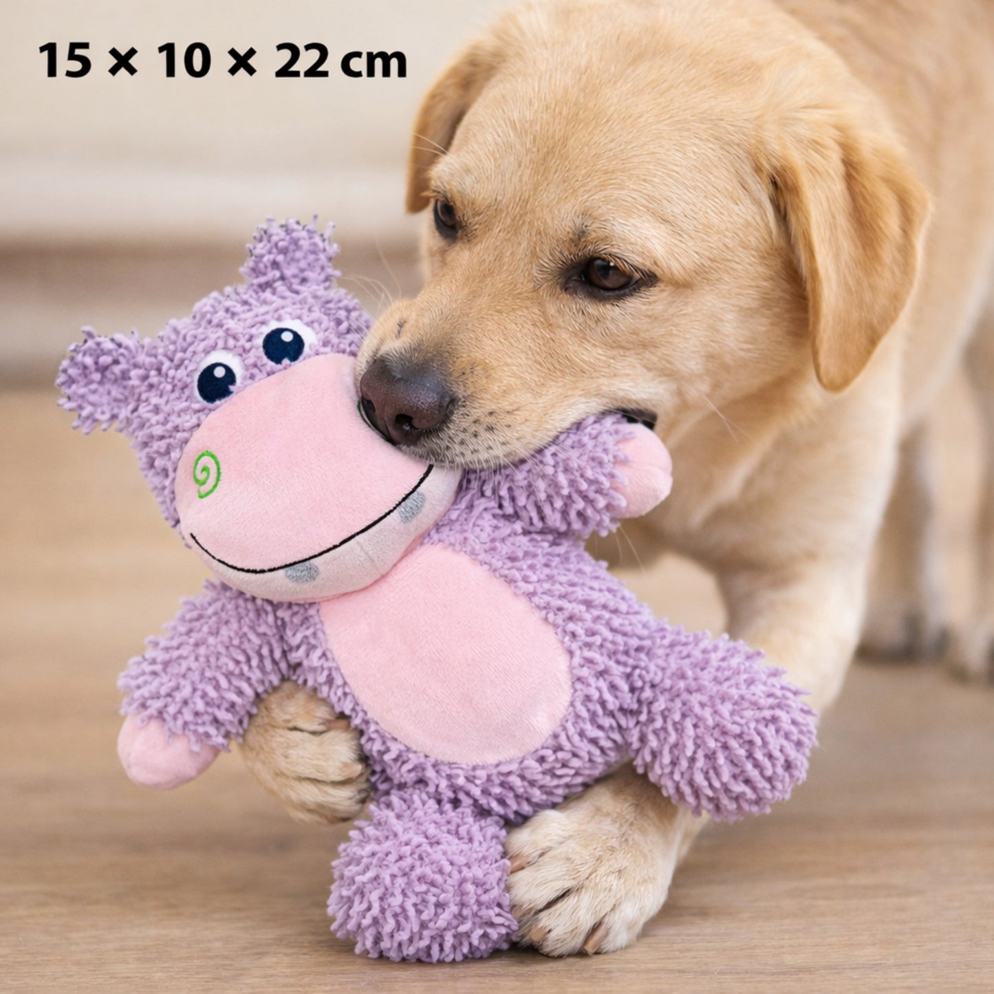 FOFOS Tough Dog Toy Hippo Squeaker Moderate Chewer Dog Toy