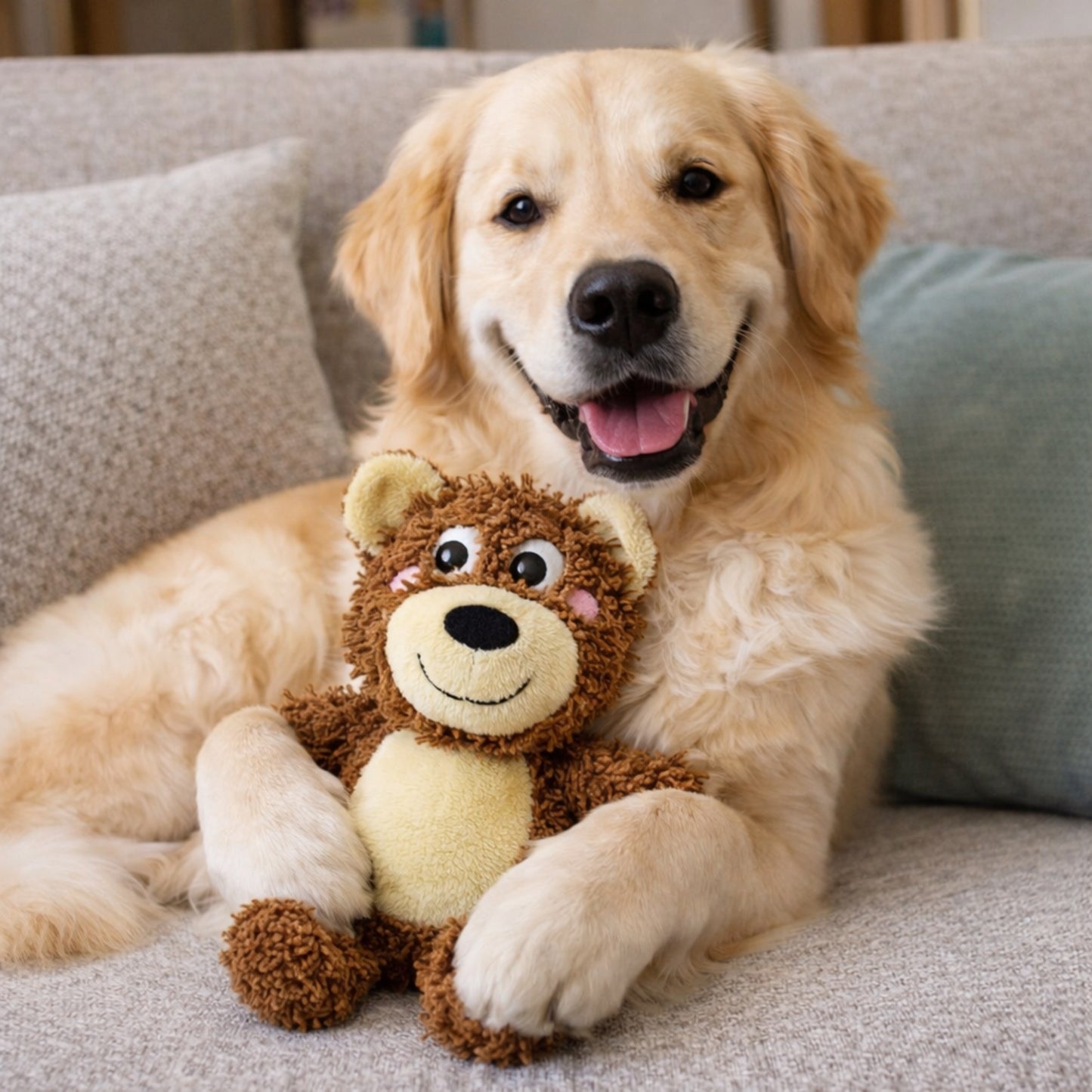 FOFOS Tough Dog Toy Bear Squeaker Moderate Chewer Dog Toy