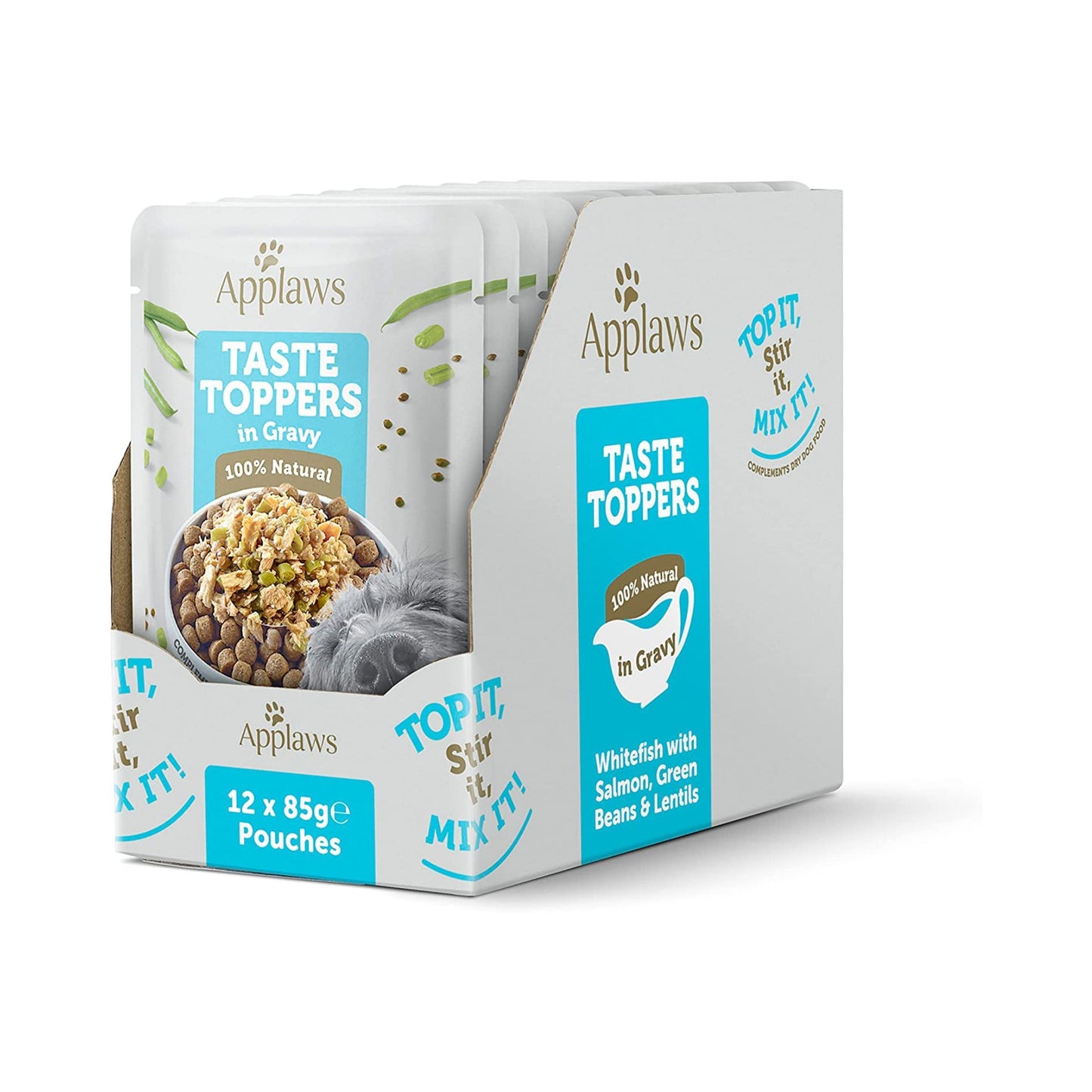 Applaws Wet Dog Food Topper White Fish With Salmon Green Beans & Lentils - 85 gm Pouch - Rufftail