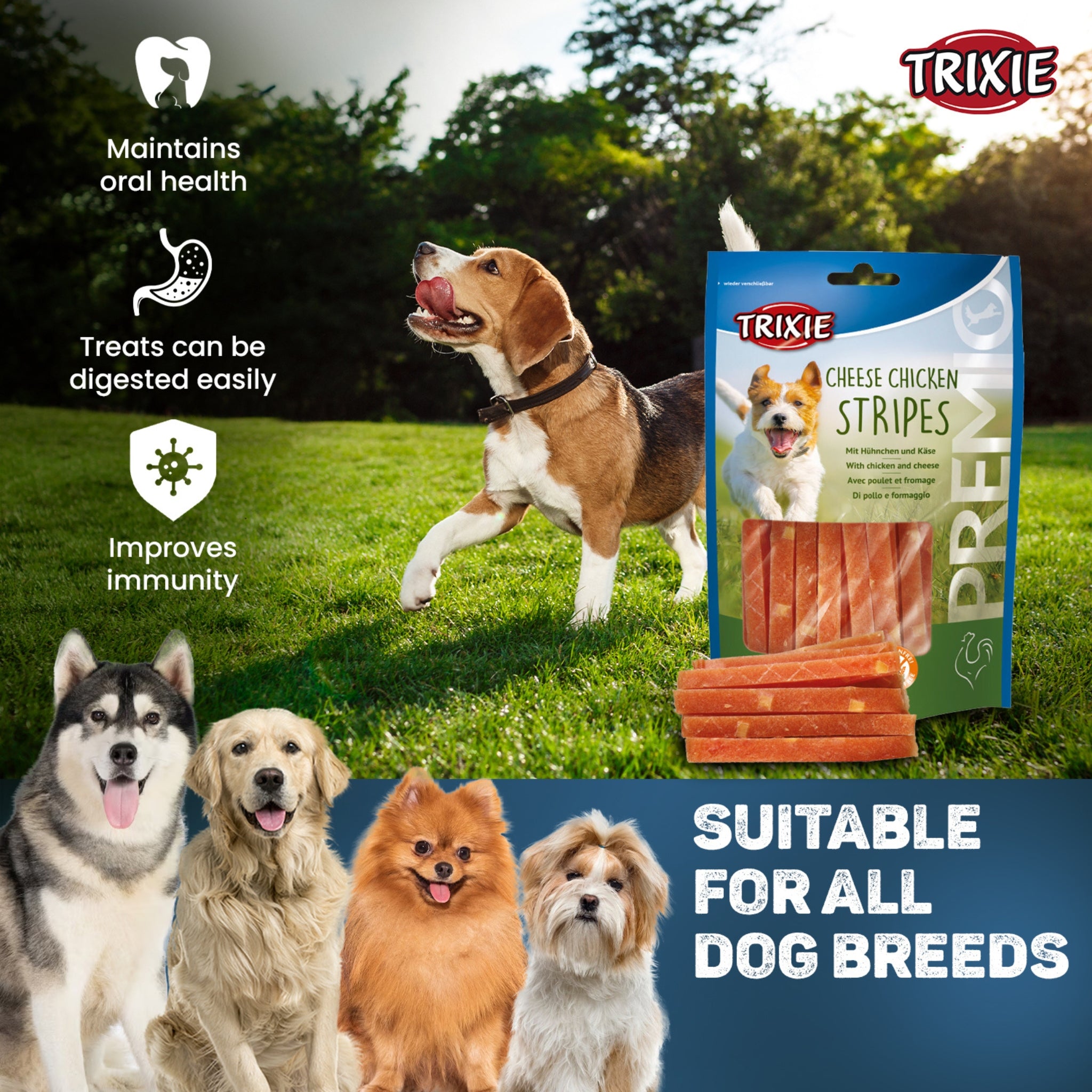 Trixie Dog Treats PREMIO Cheese Chicken Stripes 100g - Rufftail