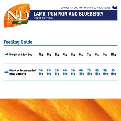 Farmina N&D Pumpkin Lamb & Blueberry Grain Free Mini Adult Dry Dog Food 7kg - Rufftail