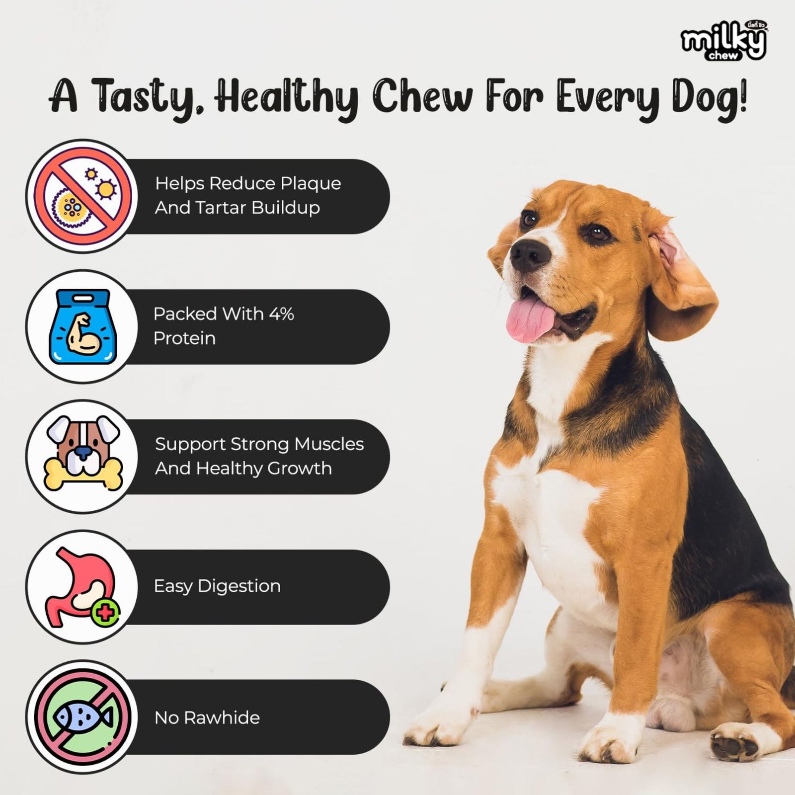 Dogaholic Milky Chew Stick Style Vegan Dog Treat- 30 pcs product image 6 - Rufftail Pune