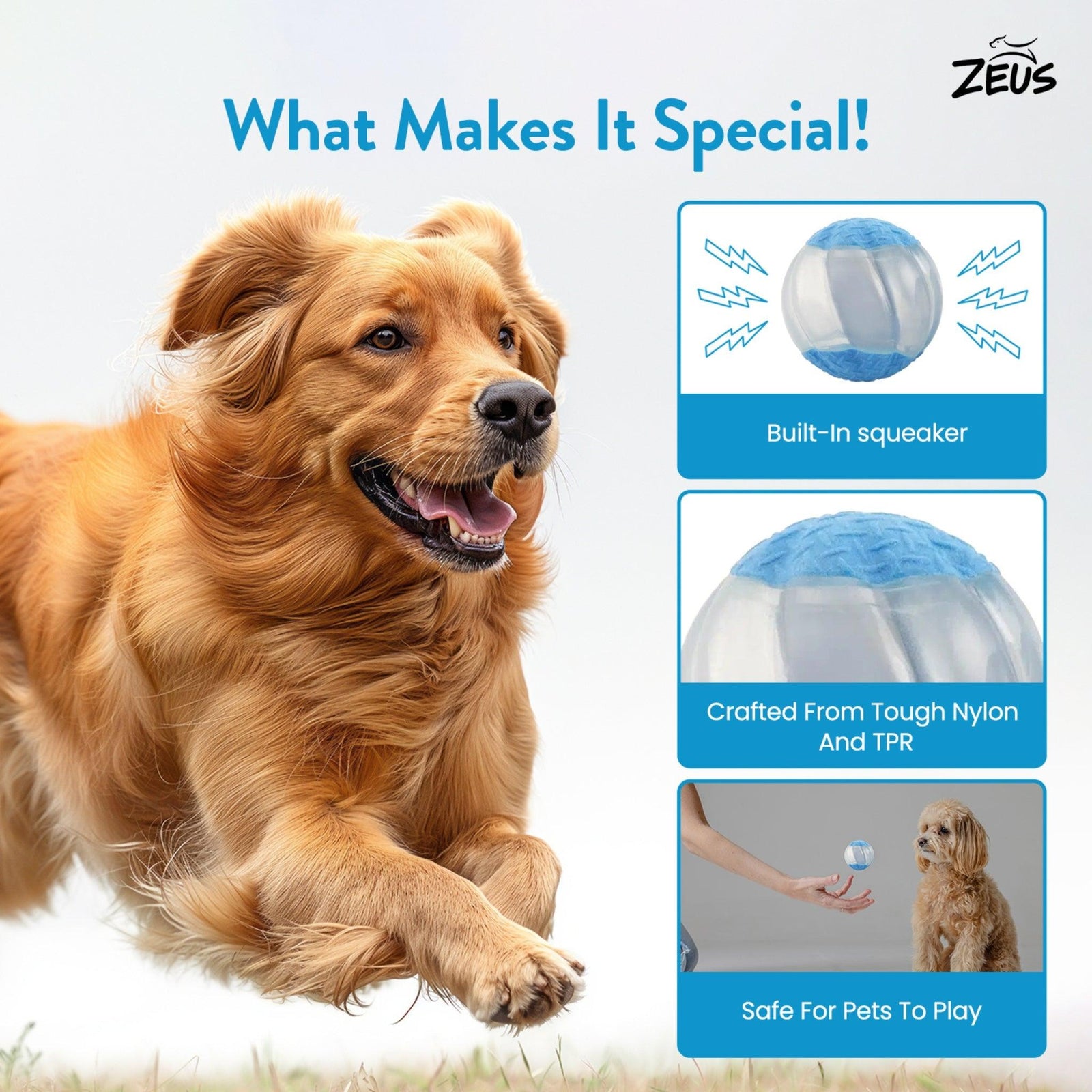Zeus DUO Ball with Squeaker & Glow for Dogs 2 pk - Rufftail