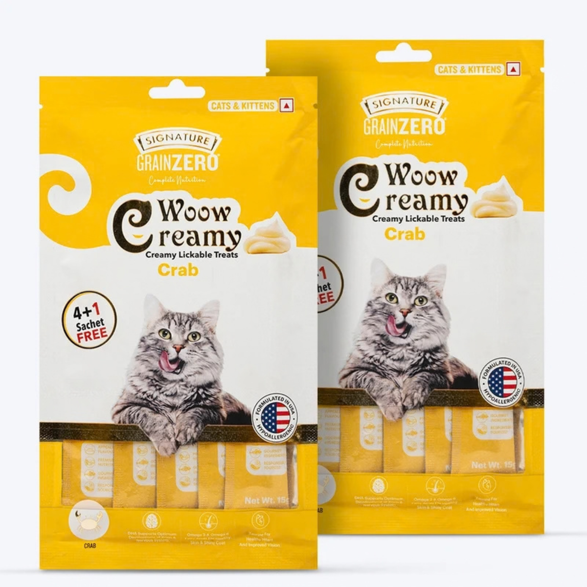 Signature Grain Zero Woow Creamy Crab Lickable Treats For Cat & Kitten - 75 g