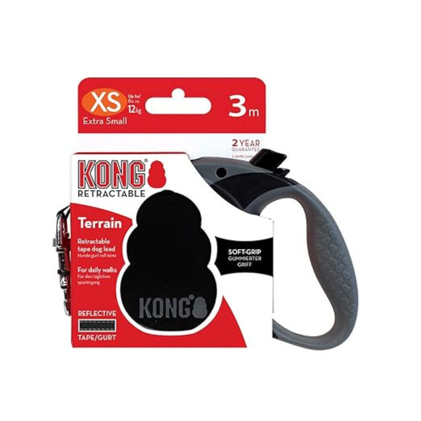 Kong Retractable Terrain Dog Lead  - Black - Rufftail