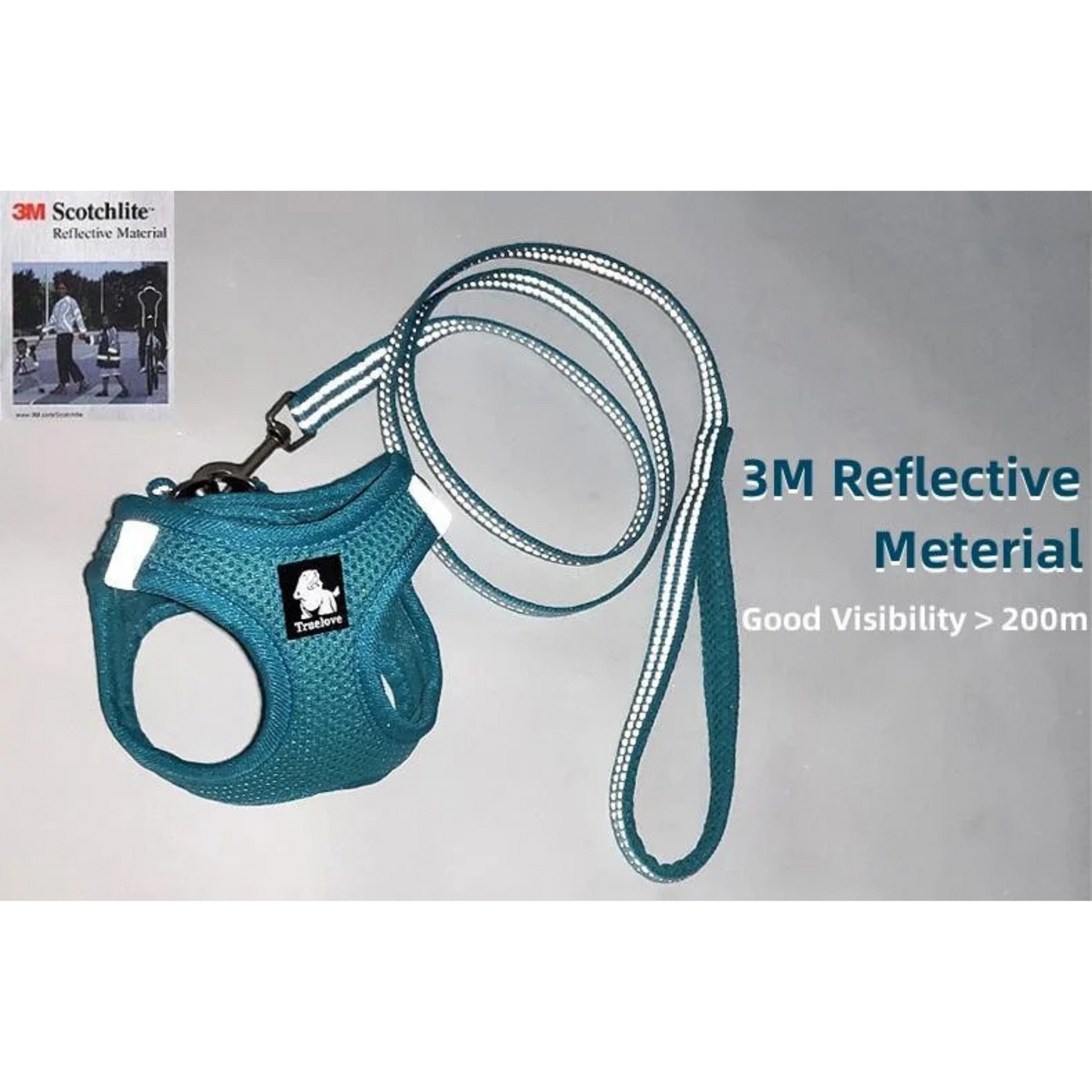 TRUELOVE Mesh Harness & Leash Set For Cats & Dogs - Fuchsia - Rufftail