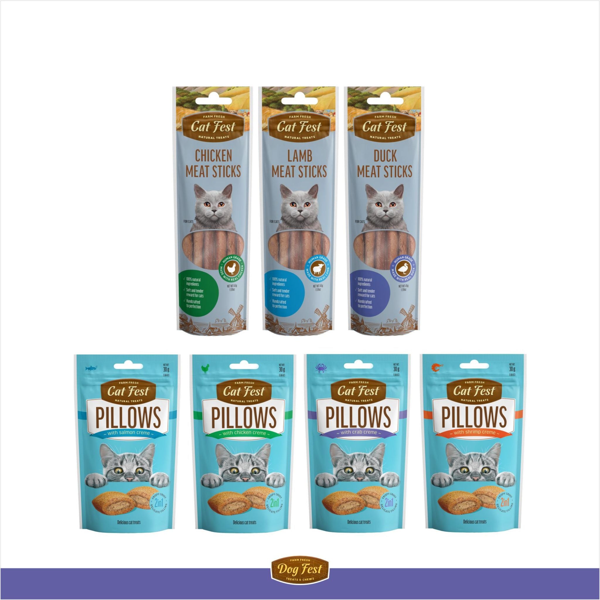 Catfest Pillows with Shrimp Cream - Healthy Cat Treats for All Breeds - Rufftail