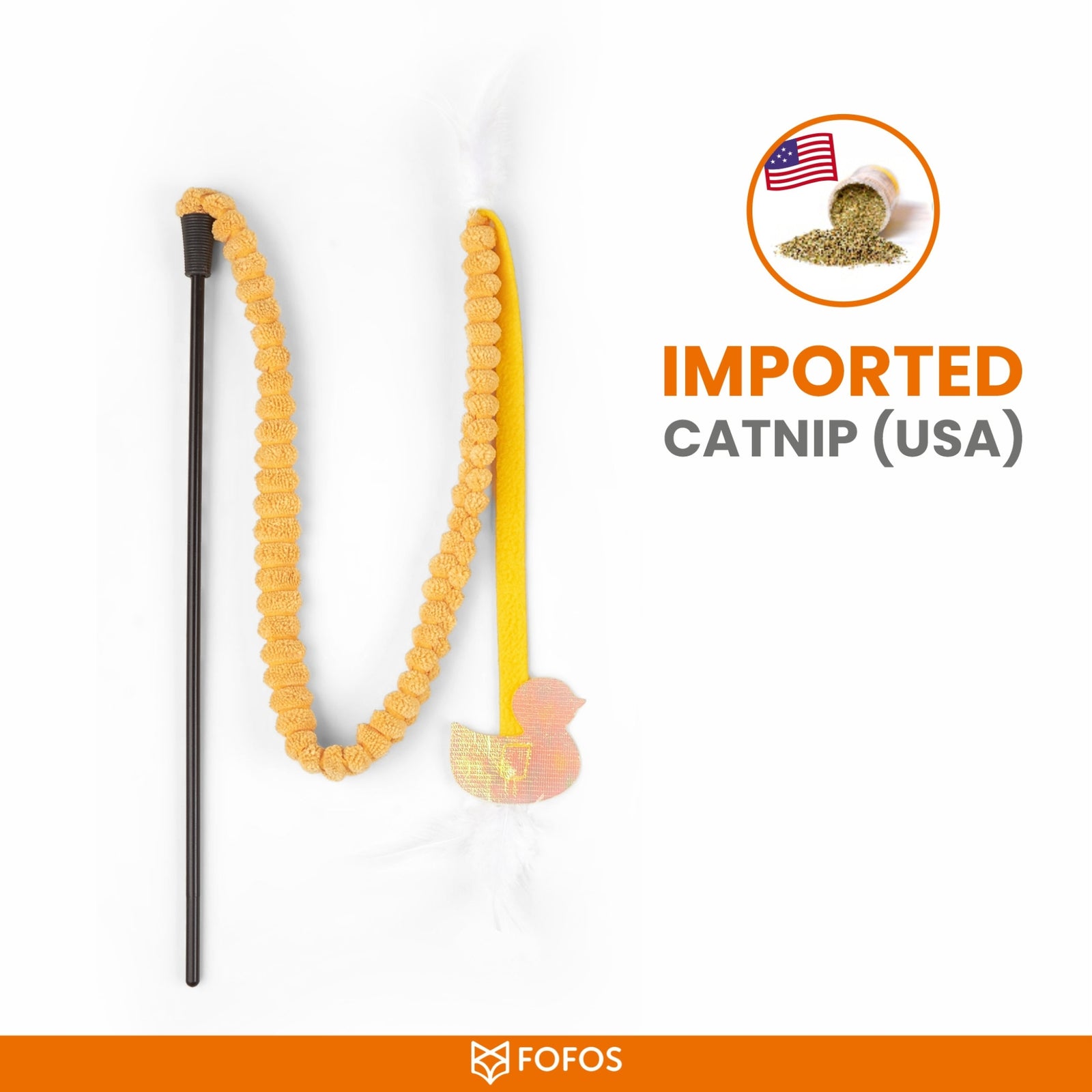 BarkButler x FOFOS Cat Teaser Wand Toy - Yellow - Rufftail
