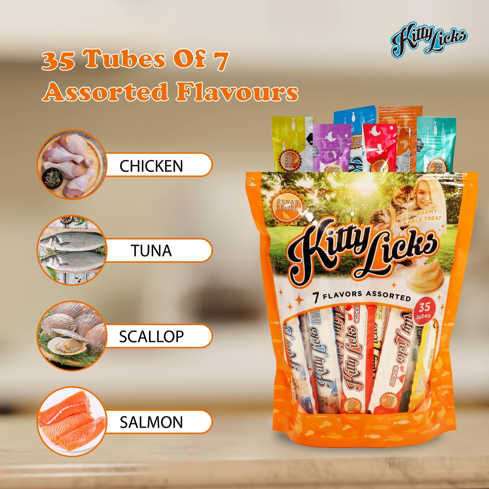 Kitty Licks 7-in-1 Assorted Flavours Cat Treats- 35 pcs product image 6 - Rufftail Pune