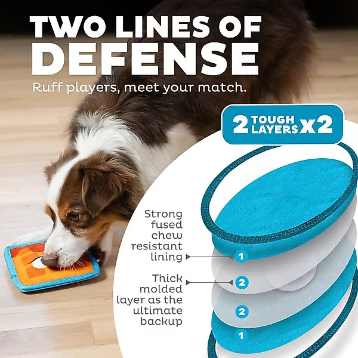 Outward Hound Tough Skinz Durable Squeaky Waffle Dog Toy - Multicolor Small