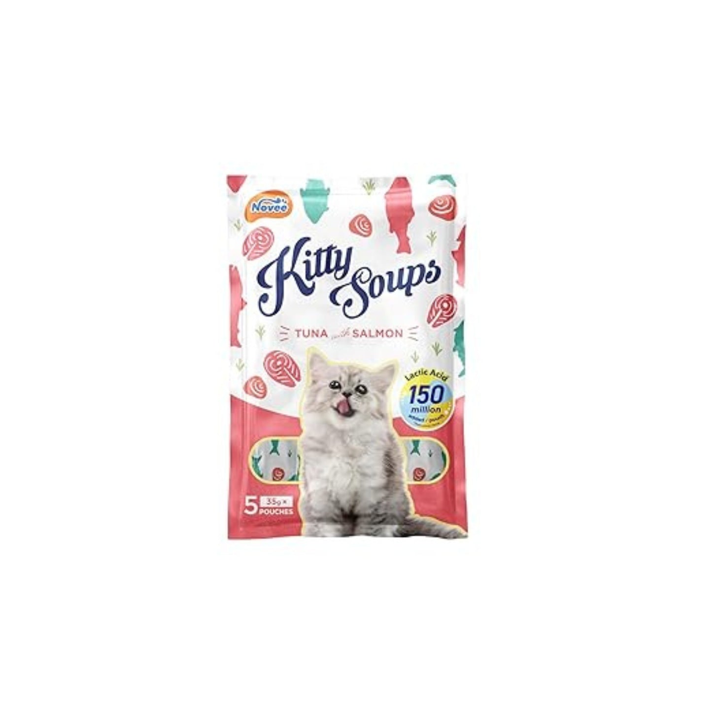 Novee Kitty Soups Tuna with Salmon for Cats - 5 Tubes x (Each 35 G)