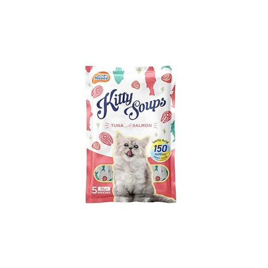 Novee Kitty Soups Tuna with Salmon for Cats - 5 Tubes x (Each 35 G)