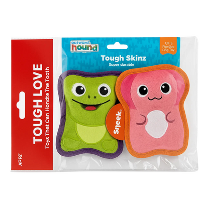 Outward Hound Tough Skinz Durable Squeaky Dog Toy - Frog Multicolor