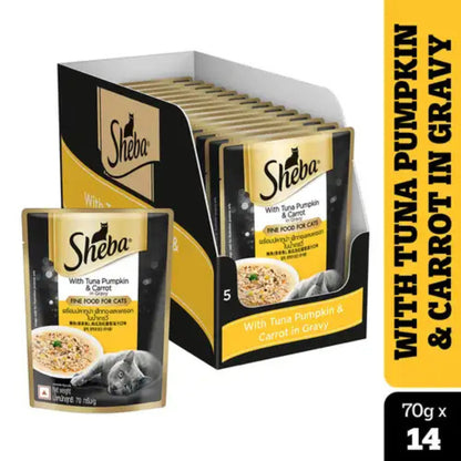 Sheba Rich Premium Tuna Pumpkin & Carrot In Gravy Adult Wet Cat Food - 70 gm Packs