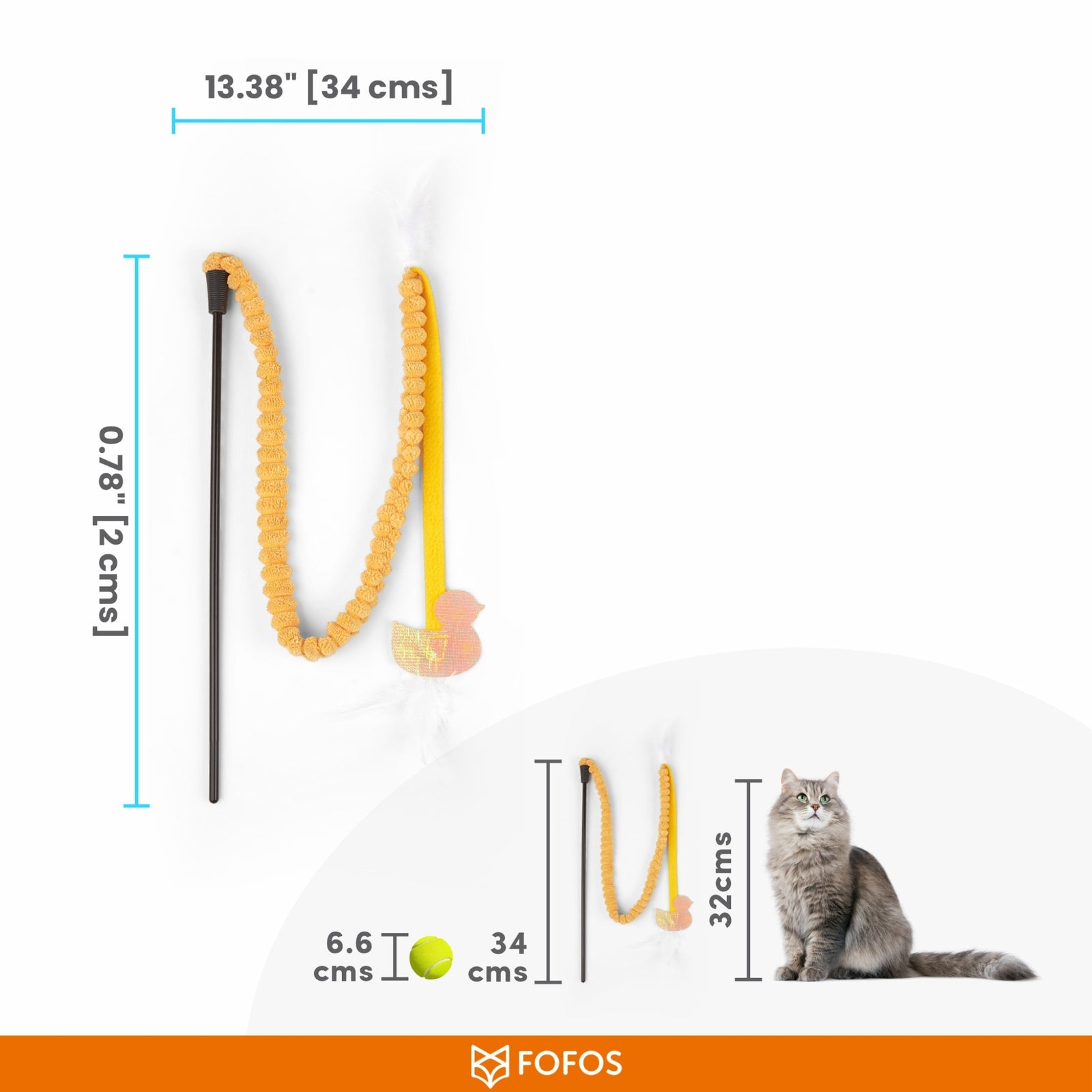 BarkButler x FOFOS Cat Teaser Wand Toy - Yellow - Rufftail