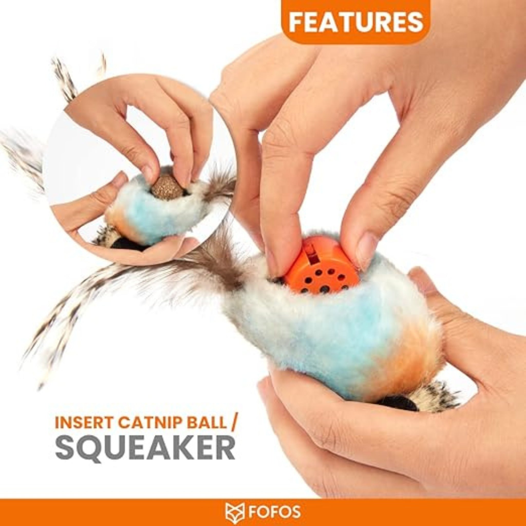 Fofos Blue Bird with Catnip Balls Cat Toy - Blue - Rufftail