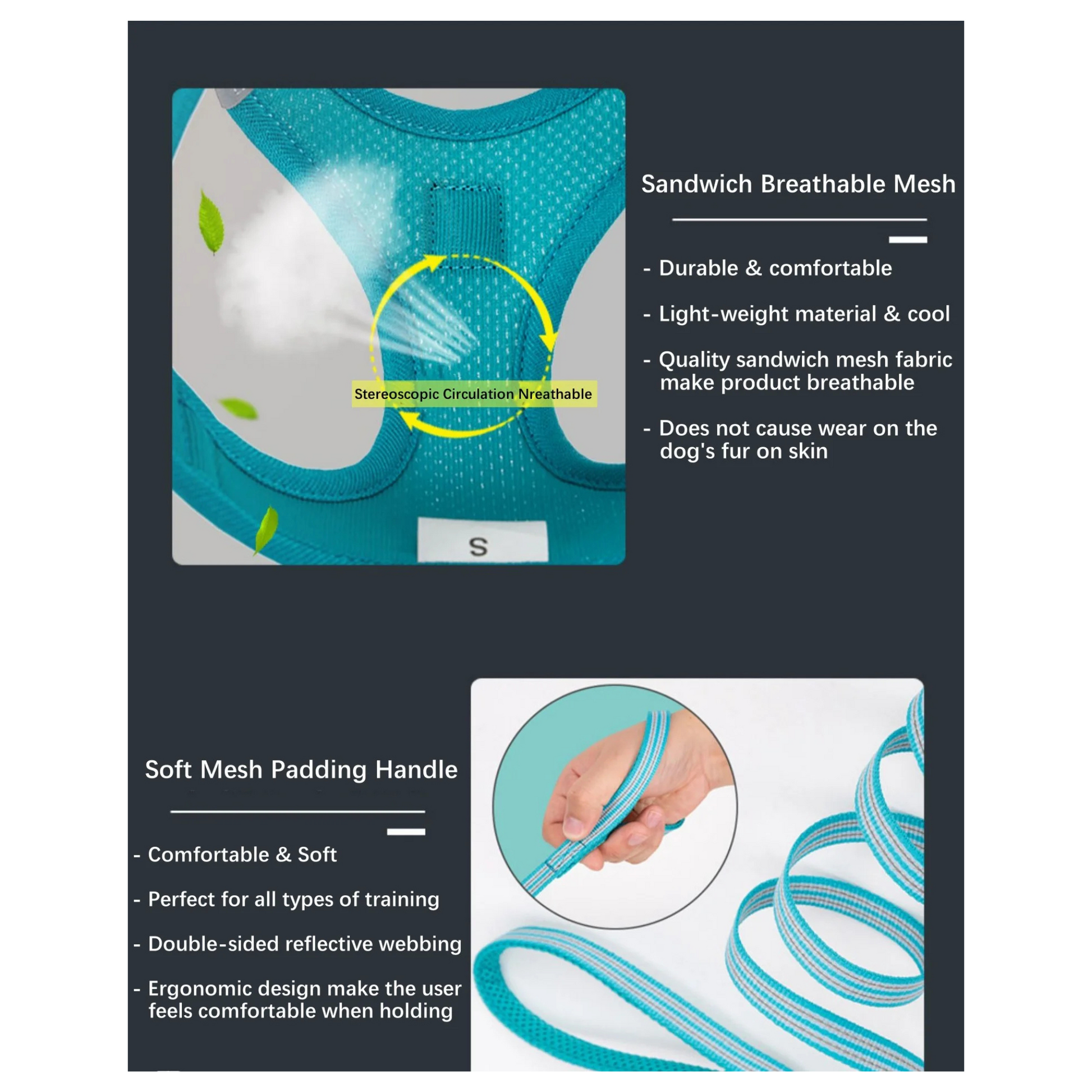 TRUELOVE Mesh Harness & Leash Set For Cats & Dogs - Fuchsia - Rufftail