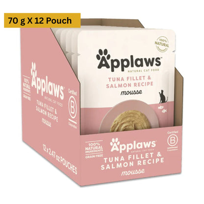 Applaws Tuna Fillet & Salmon Recipe Mousse Natural Cat Food 70 g Pouch