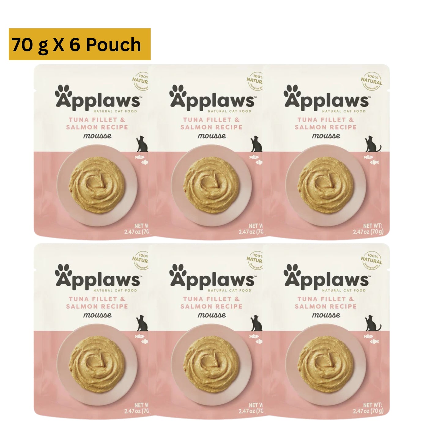Applaws Tuna Fillet & Salmon Recipe Mousse Natural Cat Food 70 g Pouch
