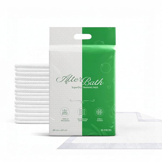 Afterbath Superdry Training Pads - Pee Pad for Dogs with 1800ml Absorption, Training Pads for Puppies (60cm X 90cm X 1cm)- 50 Pk - Green