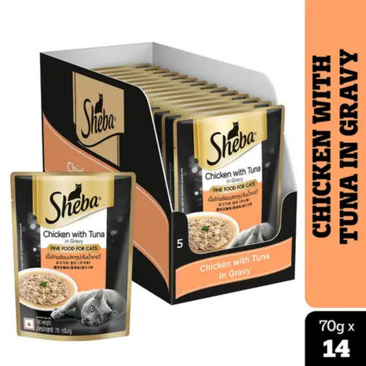 Sheba Rich Premium Chicken With Tuna In Gravy Adult Wet Cat Food - 70 gm Packs