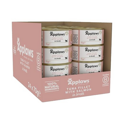 Applaws Tuna Fillet with Salmon in Broth Cat Wet Food Cans Pack