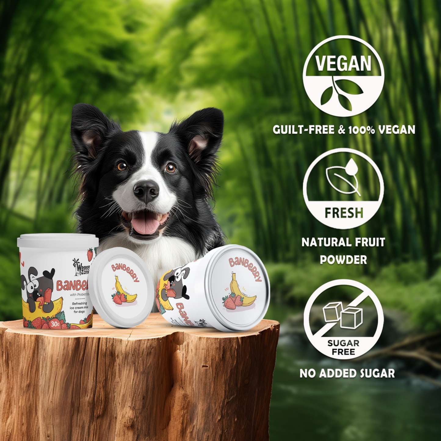 Waggy Zone Natural Dogs Ice Cream - Banberry (Pack of 3) - Rufftail