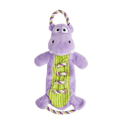 FOFOS Dog Toy Hippo Rope Tug - Soft & Squeaky