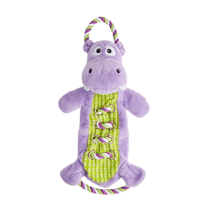 FOFOS Dog Toy Hippo Rope Tug - Soft & Squeaky - Rufftail