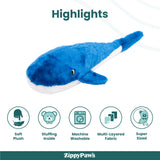 Zippy Paws Jigglerz- Blue Whale Dog Plush Toy product image 5 - Rufftail Pune