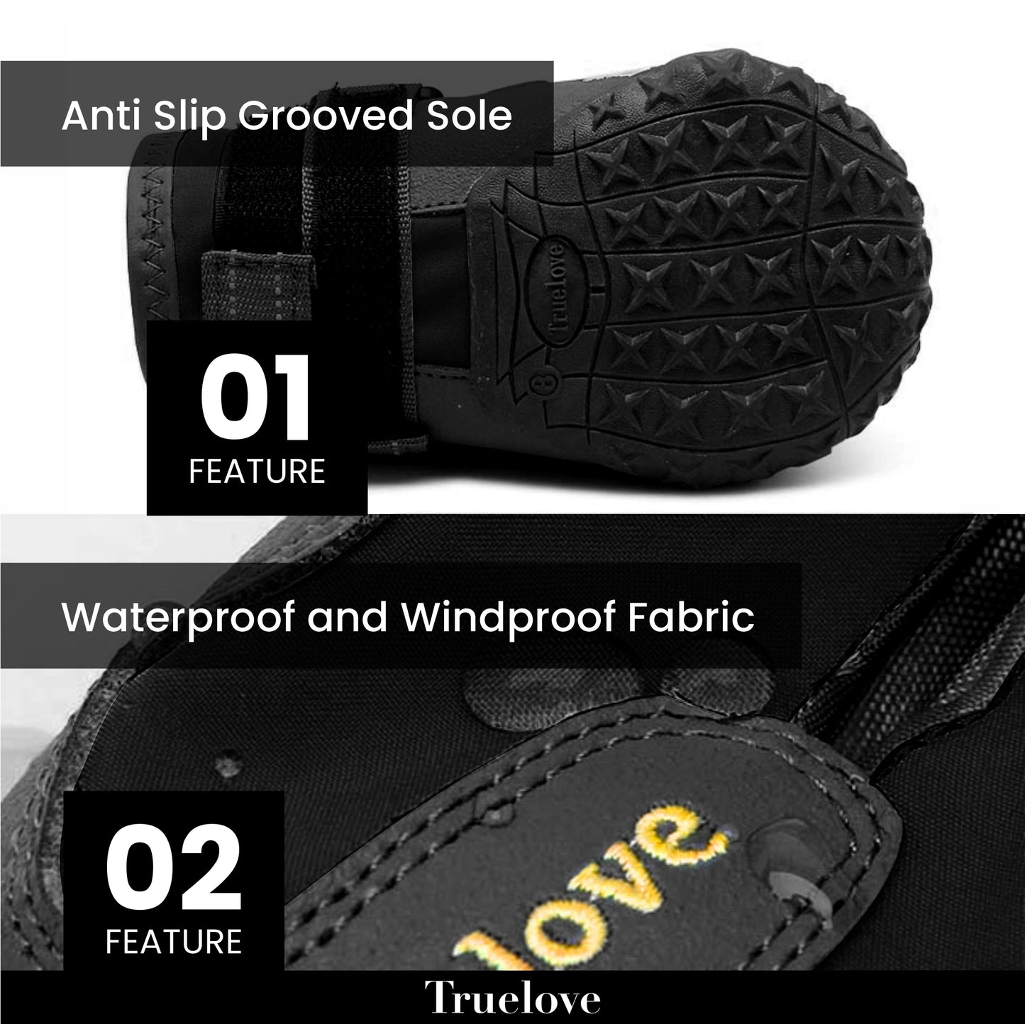 Truelove All Weather Dog Shoes - Black (Set Of 4) - Rufftail