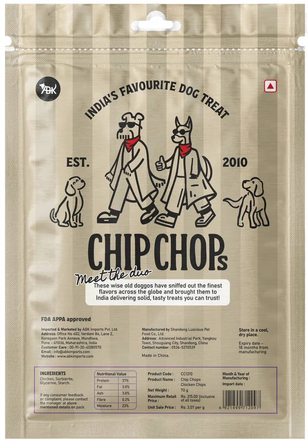 Chip Chops Chicken Chips Coins Treats - 70g