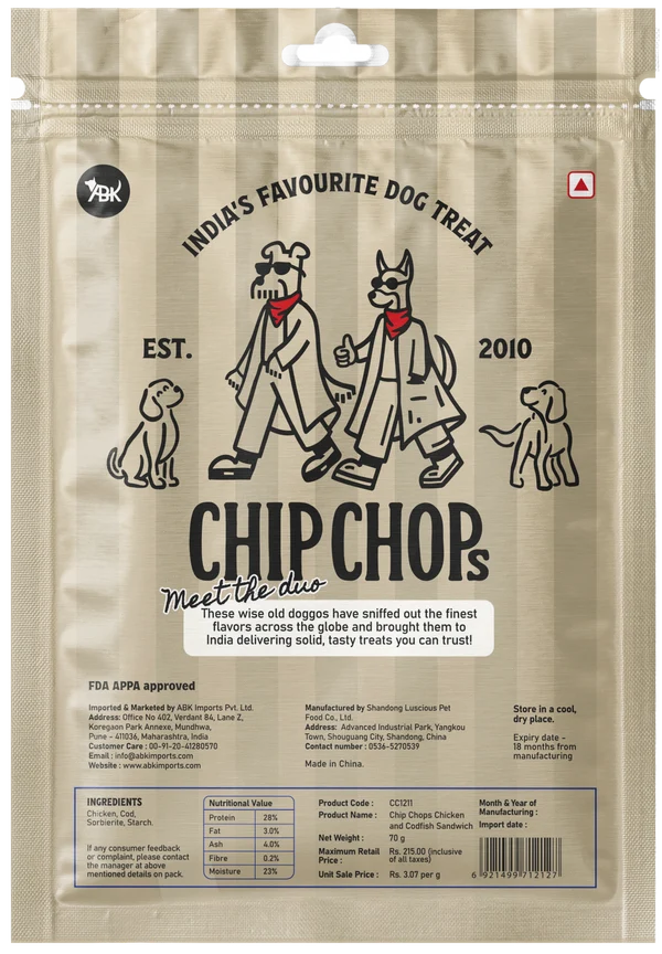 Chip Chops Chicken and Codfish Sandwich Dog Treats